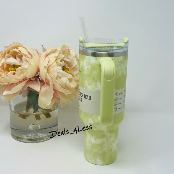 Stanley Tumbler 40 oz Citron Tie Dye Limited Edition Quencher Lime Green RARE - Picture 4 of 6